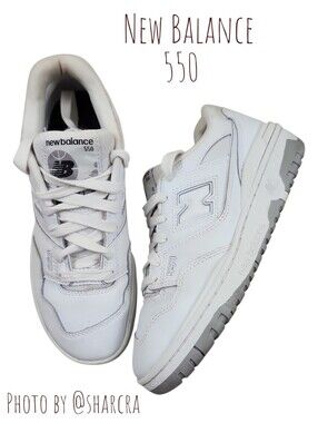 New Balance 550 White Lace Up Athletic Sneakers Boys 5.5 Women's 7 #GSB550PB